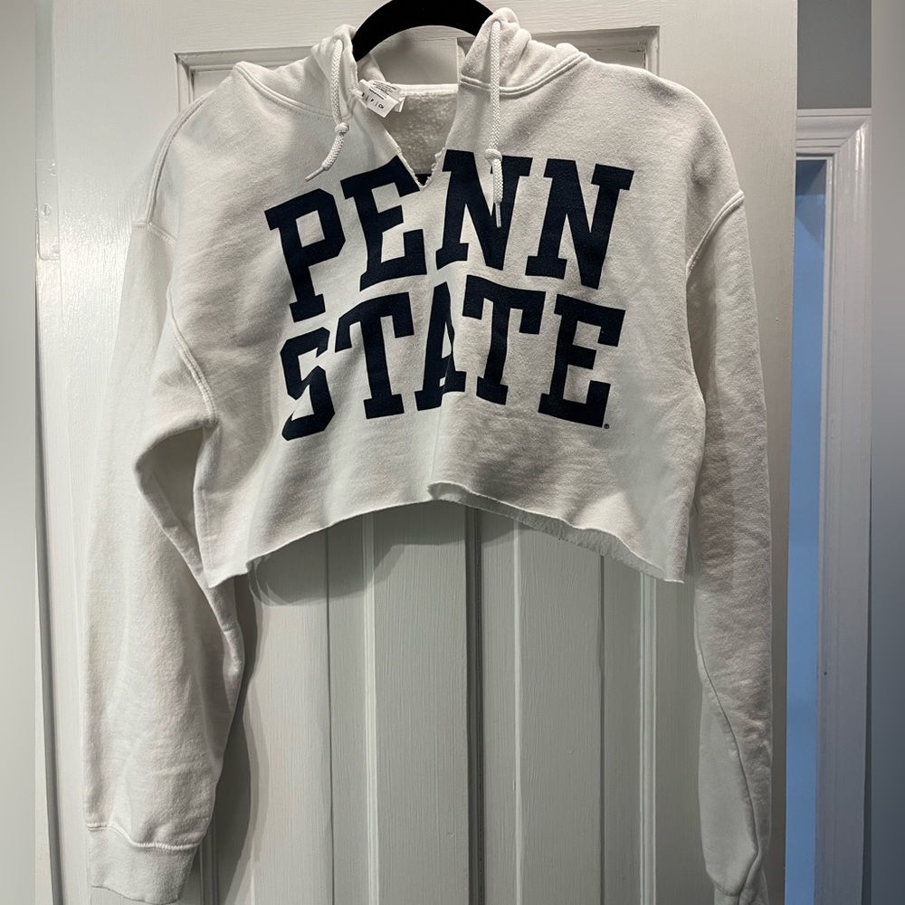White Cropped Penn State Sweatshirt